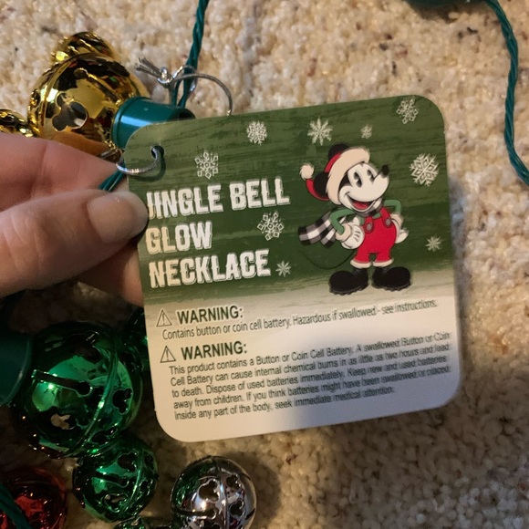 Disney Jewelry Mickey Mouse Jingle Bell Light Up Necklace Nwt